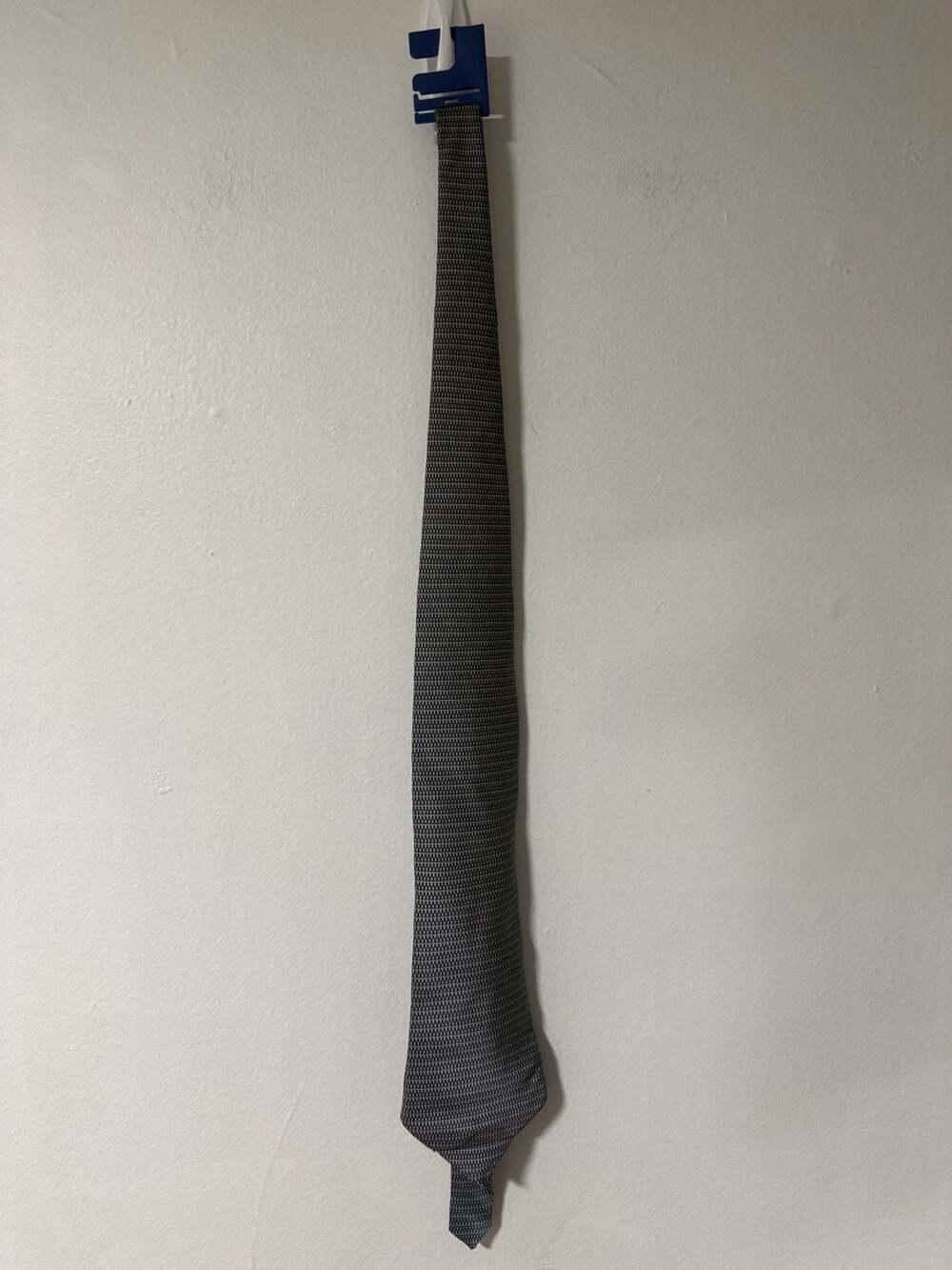 Perry Ellis Portfolio Blue and Gold Geometric Pattern Silk Necktie